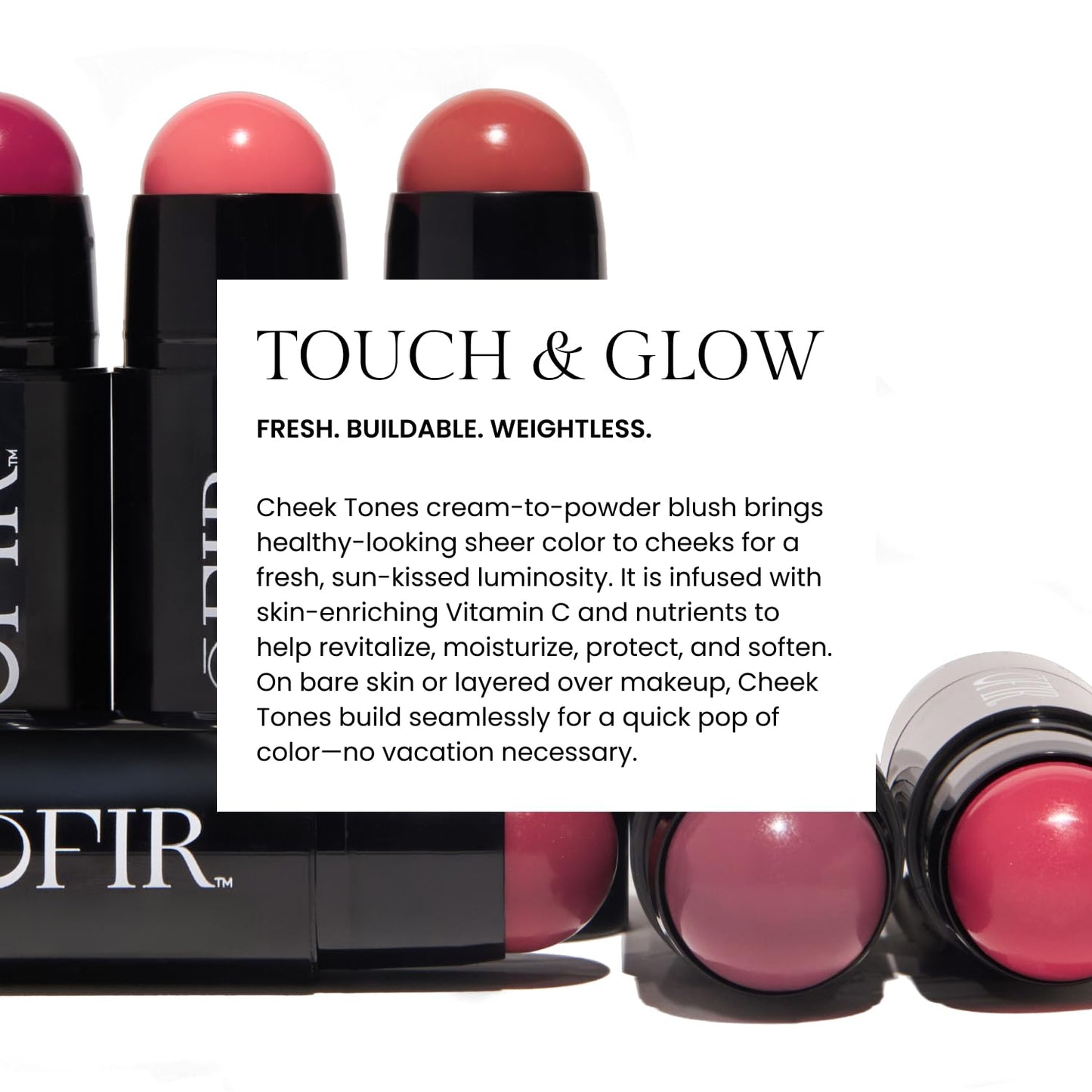 Vitamin C Blush Stick - Buildable Hydrating Vegan Cream Blush | Rhubarb Deep Berry - 0.21 oz