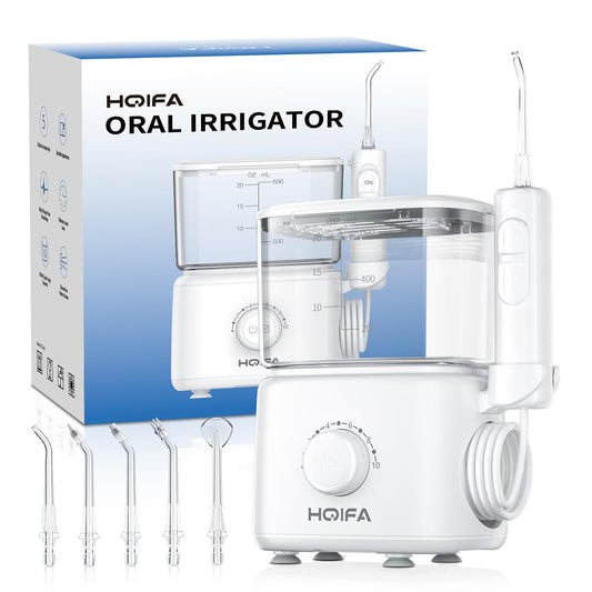 Water Dental Flosser, 600ML Large Water Tank Oral Irrigator for Teeth, 10 Modes Water Flosser with 5 Jet Tips Suitable for Multiple Users, IPX7 Waterproof Electric Flossing Machine for Family, White