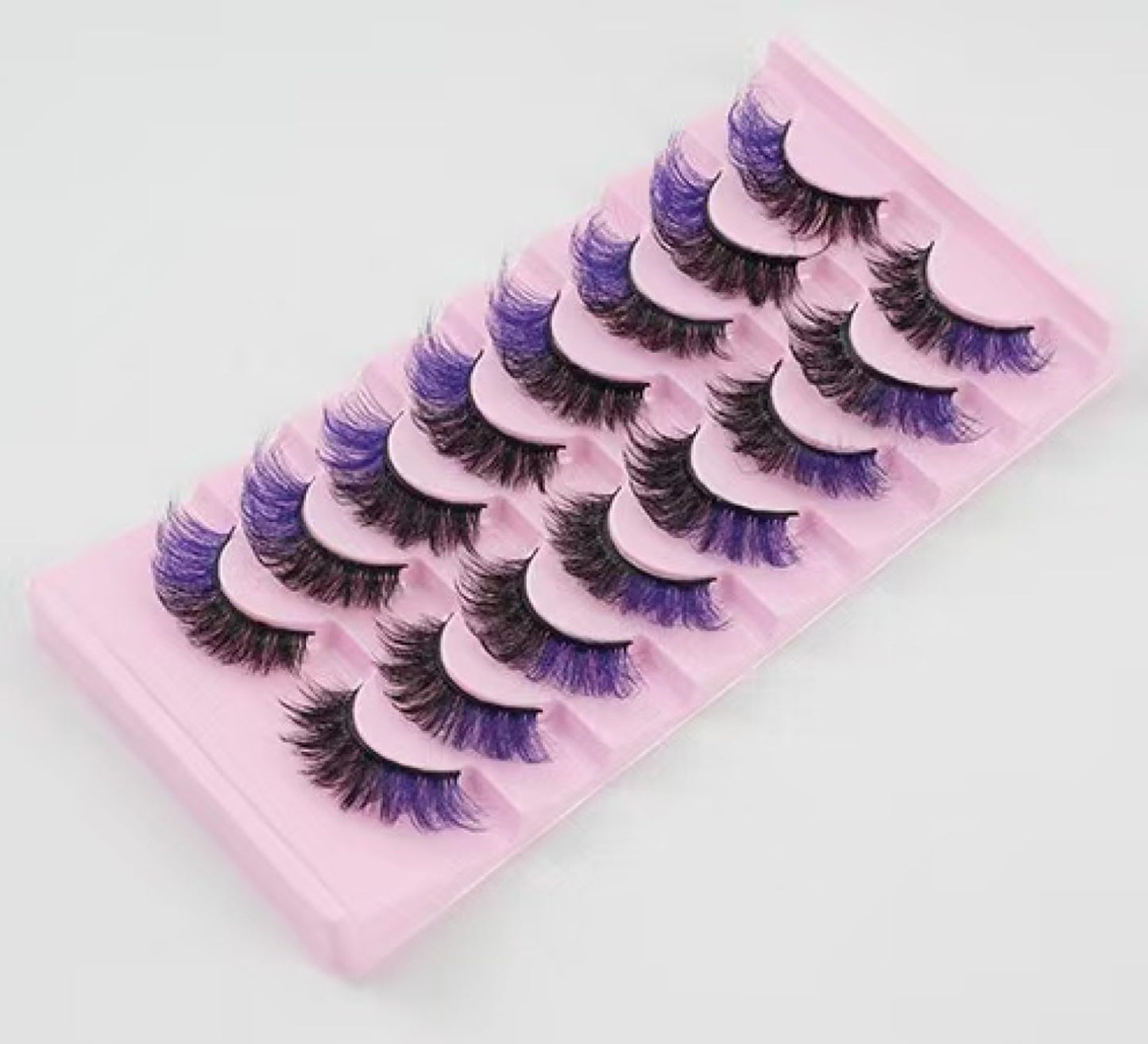 Chunmeng False Eyelashes Reusable Natural Look Easy Daily Use Voluminous Lashes for Party Perfect for Makeup Hypoallergenic +Pink tweezers (Purple+Black)