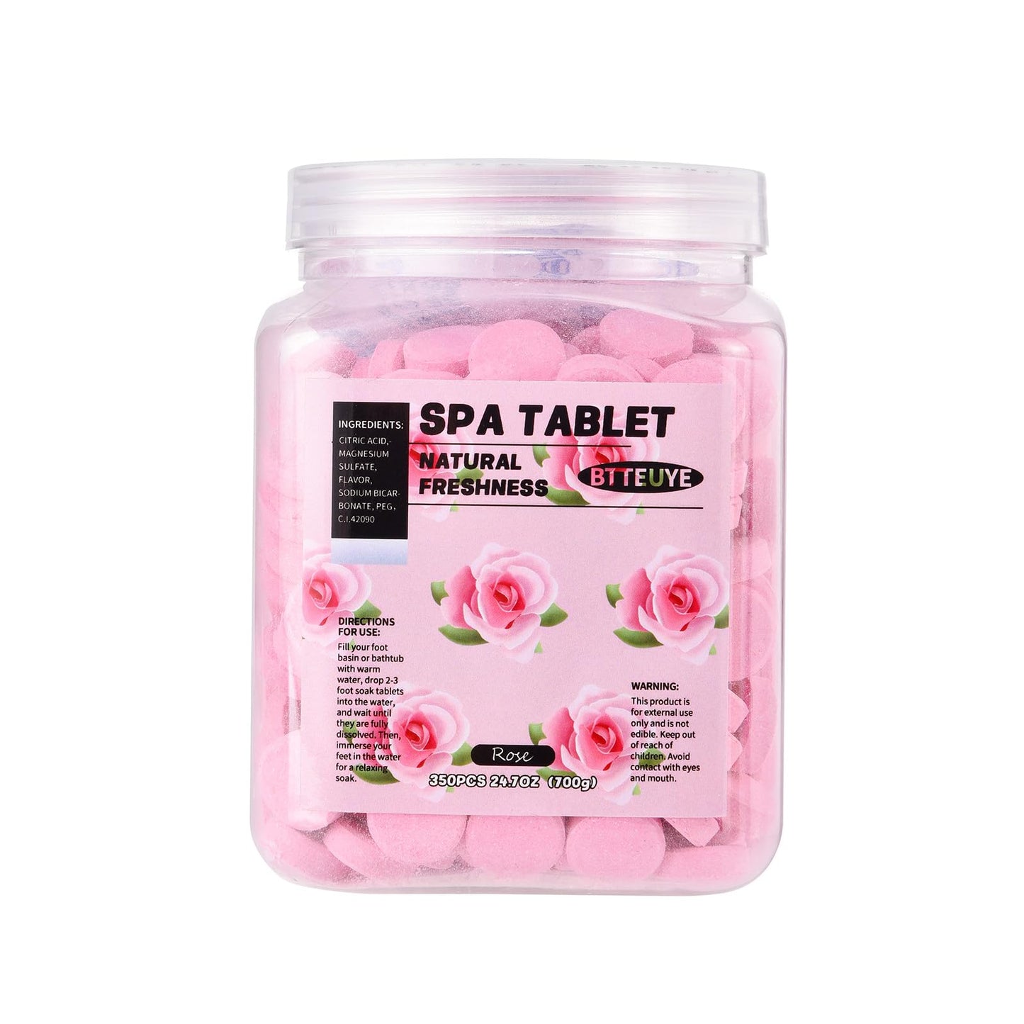 BTTEUYE Spa Foot Bath Pedicure Tablets ,Pedicure Foot Spa Supplies,Natural & Refreshing, Relieve Fatigue, Quickly Dissolve & Remove Dead Skin, Rose Fragrance, 350-Count