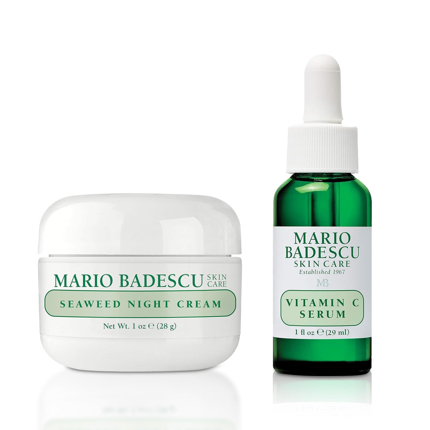 Mario Badescu Seaweed Night Cream & Vitamin C Serum Bundle, Hydrating Night Cream + Brightening Serum for Radiant, Youthful Skin, 2-Piece Skincare Set for Moisture, Firmness, and an Even Complexion