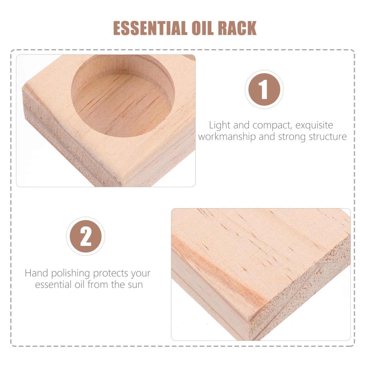 EXCEART Essential Oil Display Shelf Organizer 2Pcs 6Slots Essential Oil Bottle Organizer Display Shelves Wooden Essential Oils Tray Storage Racks Nail Polish Display Holder Stand (Pack of 2)