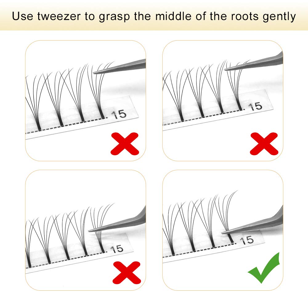 Premade Volume Eyelash Extensions 5D-D-0.10-17 Long Stem Premade Fans Eyelash Extensions .07 .10 Premade Volume Fans Volume Lash Extensions C D Curl(5D-D-0.10,17 mm)