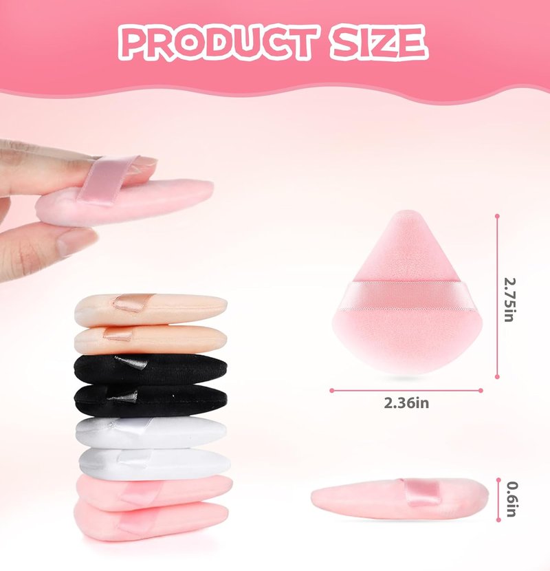 Triangle Makeup Puff Set - Soft Velour Foundation Blenders | 8 Pieces for Flawless Application