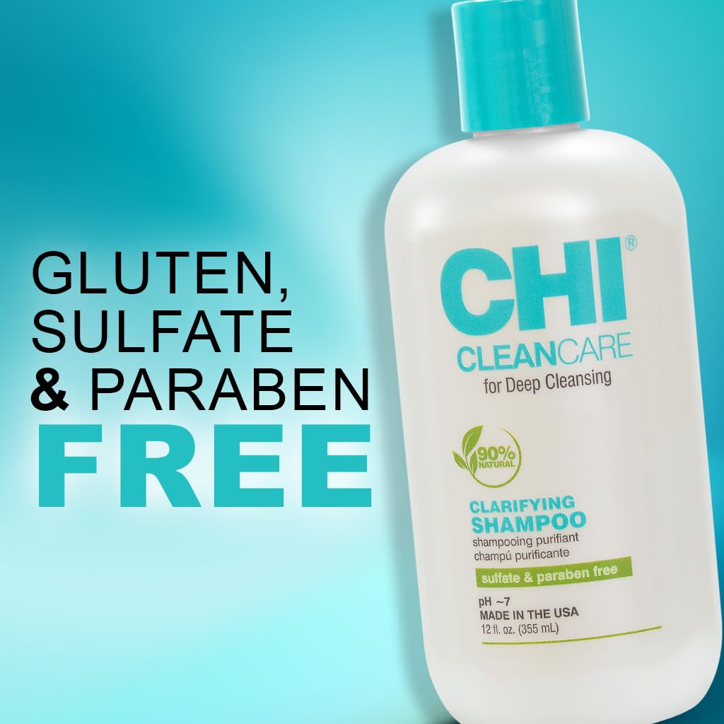 CHI CleanCare Clarifying Shampoo - Deep Cleansing Formula for Hair & Scalp | Sulfate-Free, 12 Oz