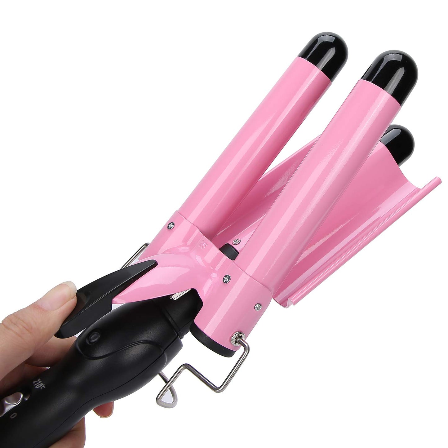 3 Curling Iron Wand, 1 Inch Ceramic Tourmaline Triple Barrels, Hair Crimper Beach Waving Styling Tools with Temperature Adjustment and Dual Voltage for All Hair
