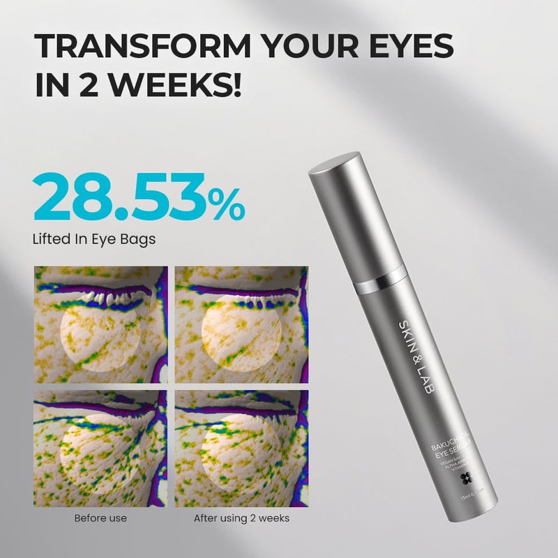[SKIN&LAB] Bakuchiol Eye Serum with Caffeine, Roll-on Korean Under Eye Serum, Anti-Aging Wrinkle Care for Fine Lines, vegan, cruelty-free (Eye Serum Duo Set)