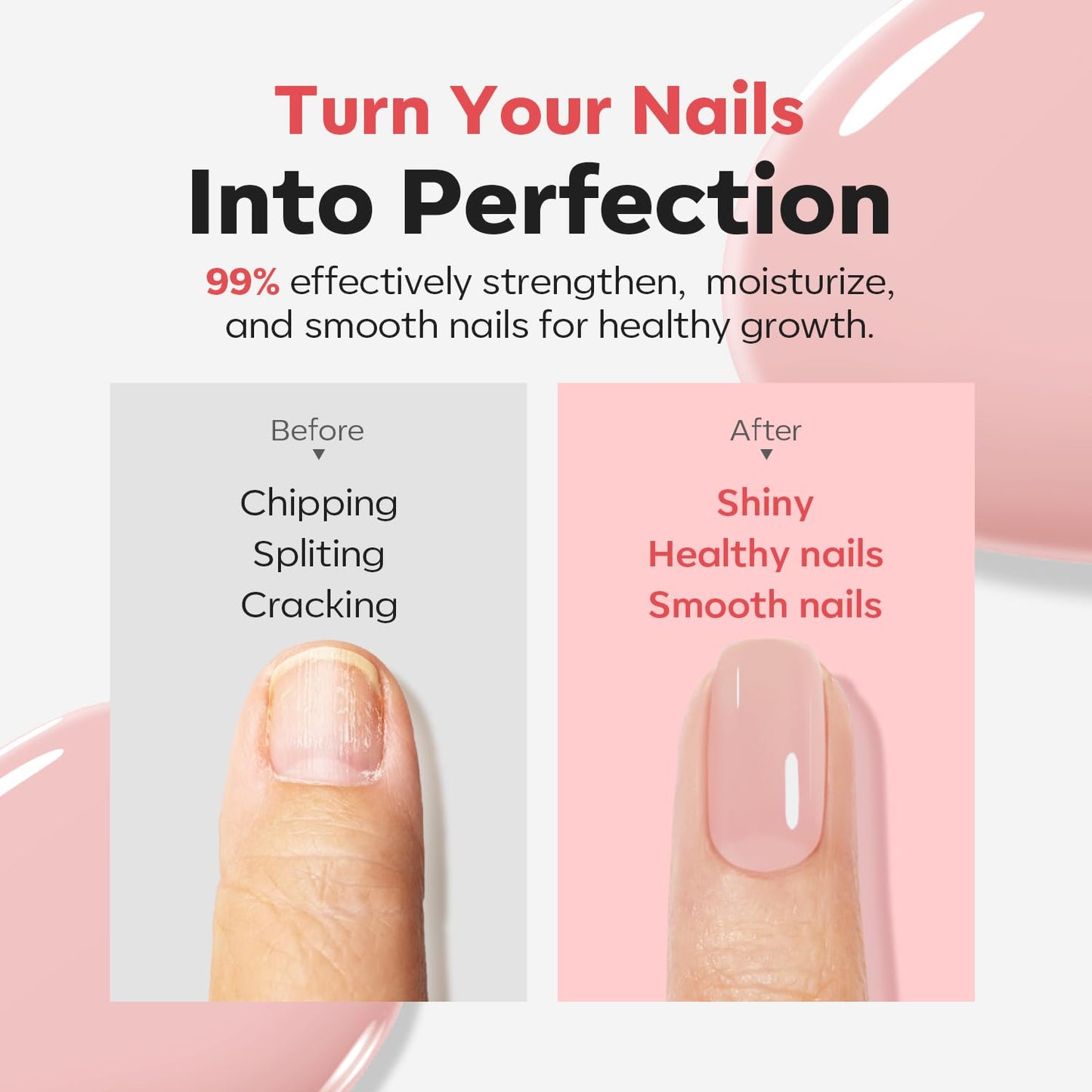 modelones Nail Strengthener and Growth Peachy Pink Nail Polish Nail Repair for Damaged Nails Hardener Strengthening Polish Natural Concealer Foundation Toenails & Nail Care Gifts for Women