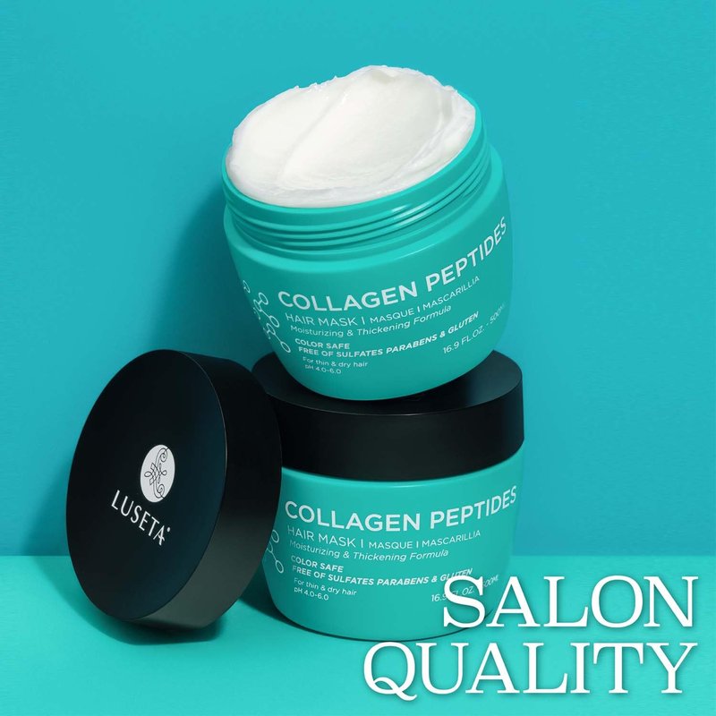 Luseta Thickening Hair Mask with Collagen Peptides Strenghten and Moisturize for Thin & Dry Hair, Promote Thickness and Reduce Breakage for Fuller-Looking Hair 16.9oz