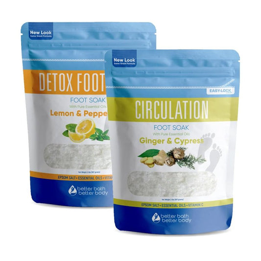 Foot Soak Salts Bundle 3 Pack DIY At Home Spa with USP Epsom Salt and Pure Essential Oils in BPA Free Pouch with Easy Press Lock Seal (2 Lbs Each 6 Lbs Total)