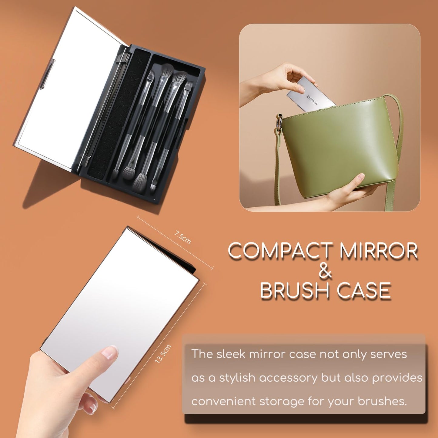 ENERGY Eyeshadow Brush Set 11PCS Professional Makeup Brushes for Eye Shadow Brows Smudge Concealer Eyeliner Eyelash Highlighter Blending Vegan Synthetic Face Make Up Kit with Travel Case Black