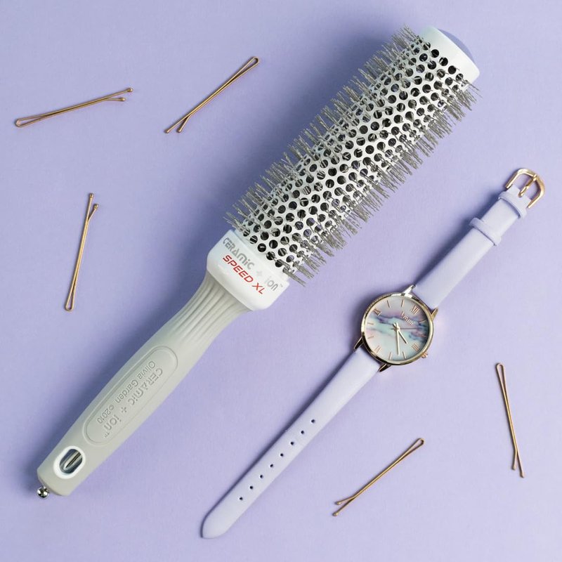 Olivia Garden Ceramic Ion Speed XL - Extra-Long Round Thermal Hair Brush | Professional Blowout Tool for Normal to Thick Hair