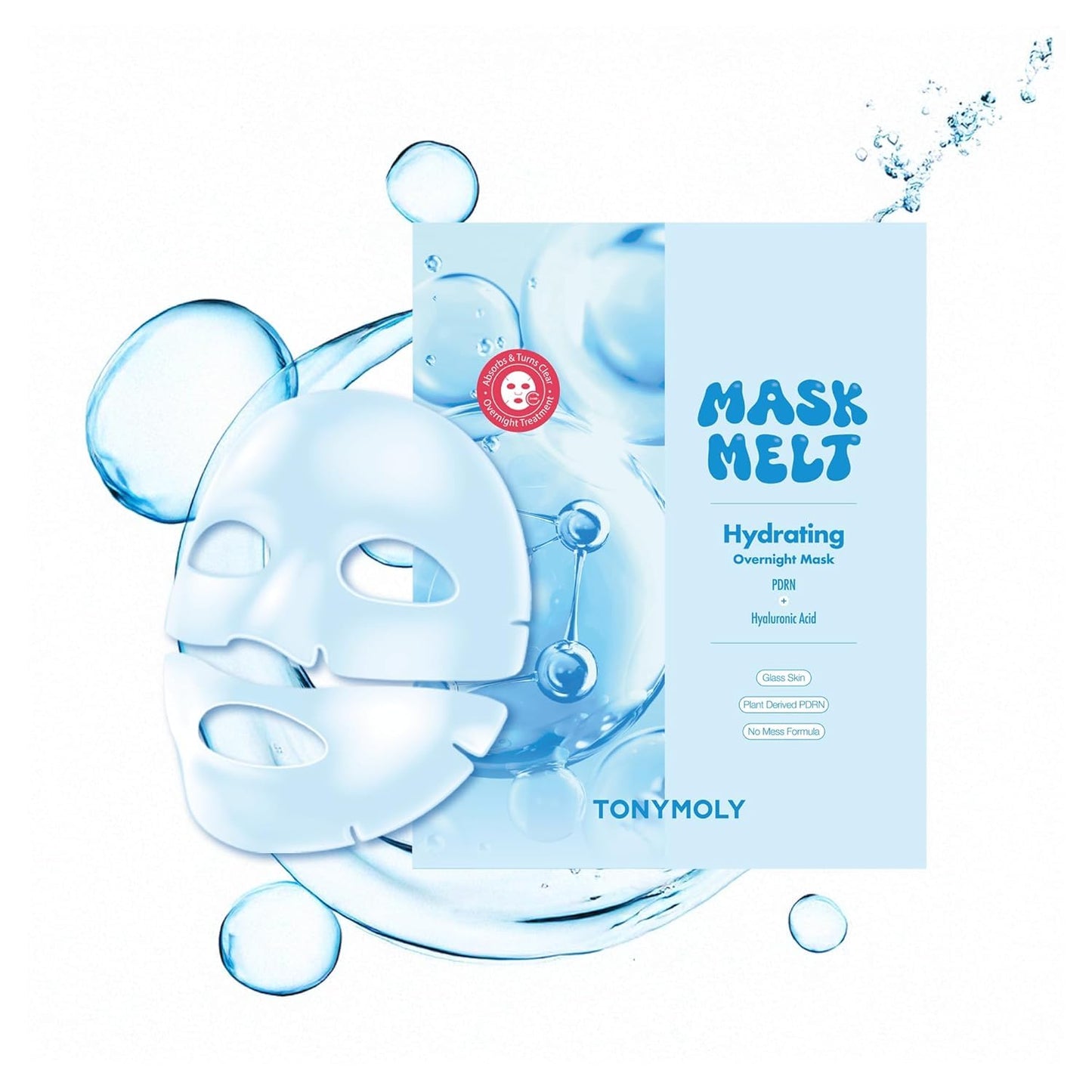 TONYMOLY Mask Melt Assorted Hydrogel Overnight Mask 4-Pack, Melt-On Face Masks with Collagen, Vitamin C + Rice, Vegan PDRN & Peptides for Hydration, Firming, Brightening & Smoothing