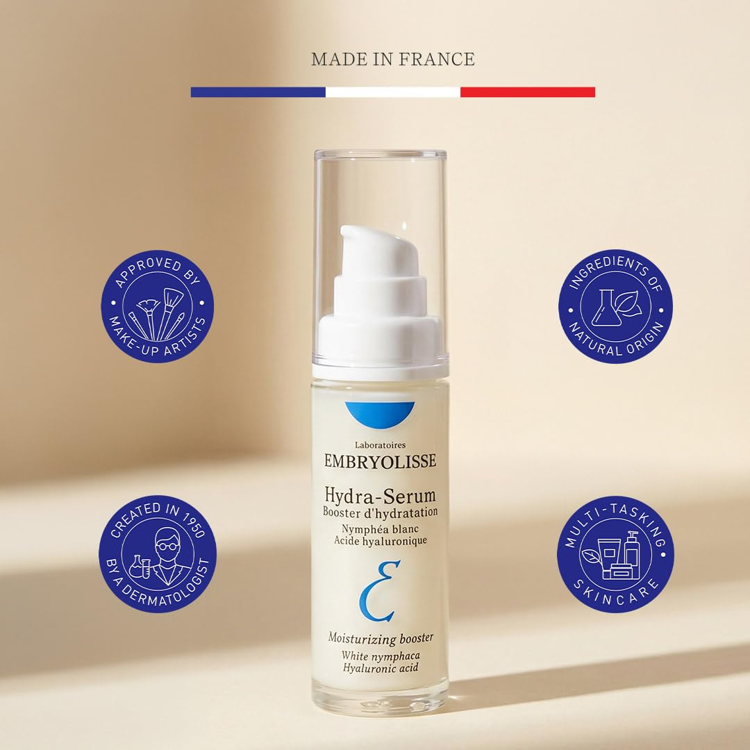 Embryolisse Hydra-Serum, Ultra-Hydrating Lightweight Hyaluronic Acid Facial Serum with White Water Lily, For Oily to Combination Skin, 1.01 Fl Oz