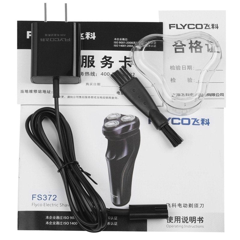 Men's Waterproof Electric Shaver - Flyco FS372 IPX7 Wet & Dry Rotary Razor with Pop-up Trimmer | Dark Violet