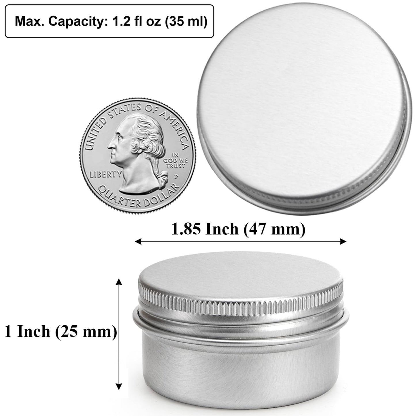 Tosnail 48 Pack Mini Metal Round Tins with Screw Lids, 1.85 Inch Empty Sample Jars, Travel Storage Containers, 1 OZ / 30 ml