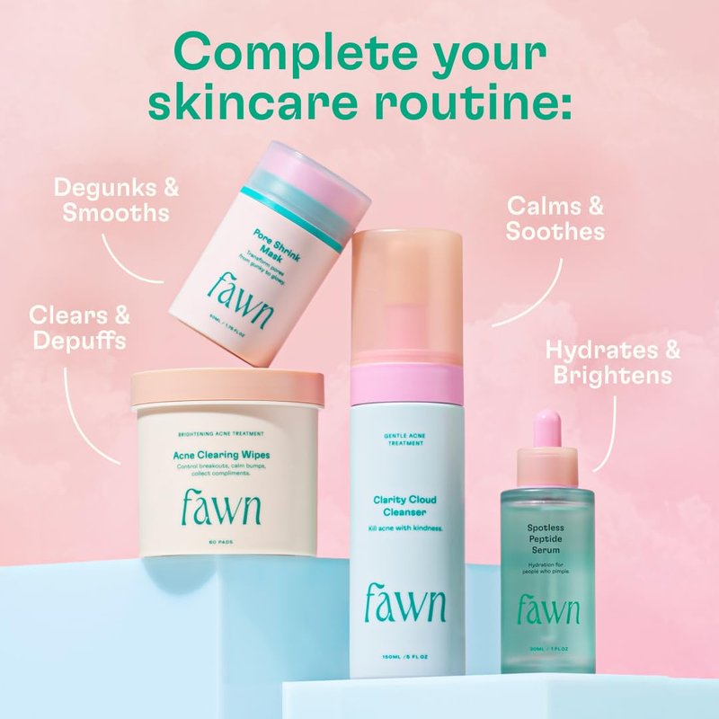 Fawn Clarity Cloud Cleanser, Facial Cleanser with Glycolic Acid and Tea Tree Oil for Teen and Young Skin, Derm-formulated and Vegan, 5 Fl Oz
