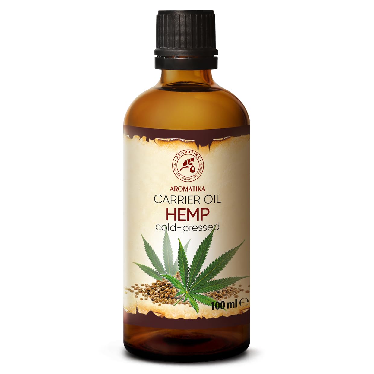 AROMATIKA Hemp Oil 3.4 Fl Oz - Pure & Natural - Cold Pressed Hemp Seed Oil - Unrefined Carrier Oil for Essential Oils - for Skin - Nails - Lips - Hair - Face & Body Care