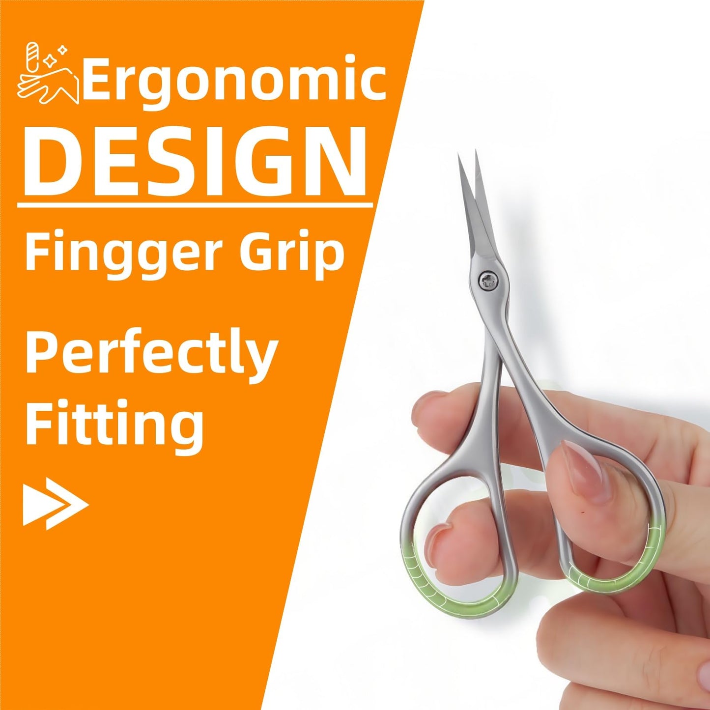 MaryCarrie Cuticle Scissors & Nail Scissors - Stainless Steel Manicure Tool with Curved Blade, Precision Grooming Scissors for Cuticles, Eyebrows, Eyelashes & Dead Skin Removal (3.7"x1.85")