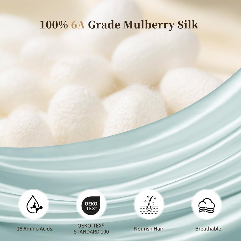 THXSILK 100% Mulberry Silk Bonnet for Sleeping Women Sleep Bonnet with Elastic Band Silk Wrap Hair Cap for Women Long Curly Hair Light Blue