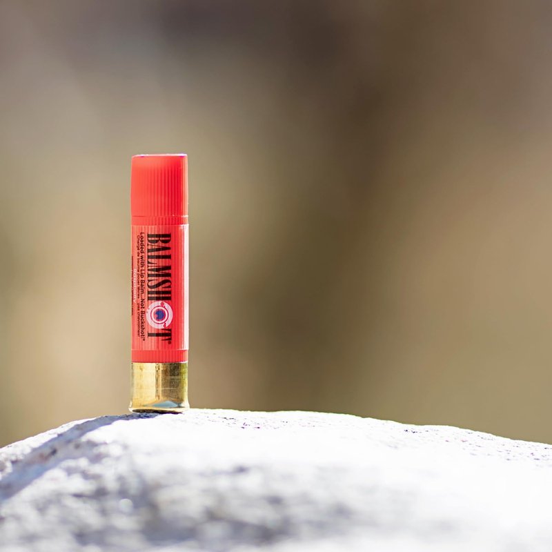 BALMSHOT Lip Balm 4-Pack | SPF 15 Beeswax Formula in Pomegranate & Raspberry - Durable Shotgun Shell Tube