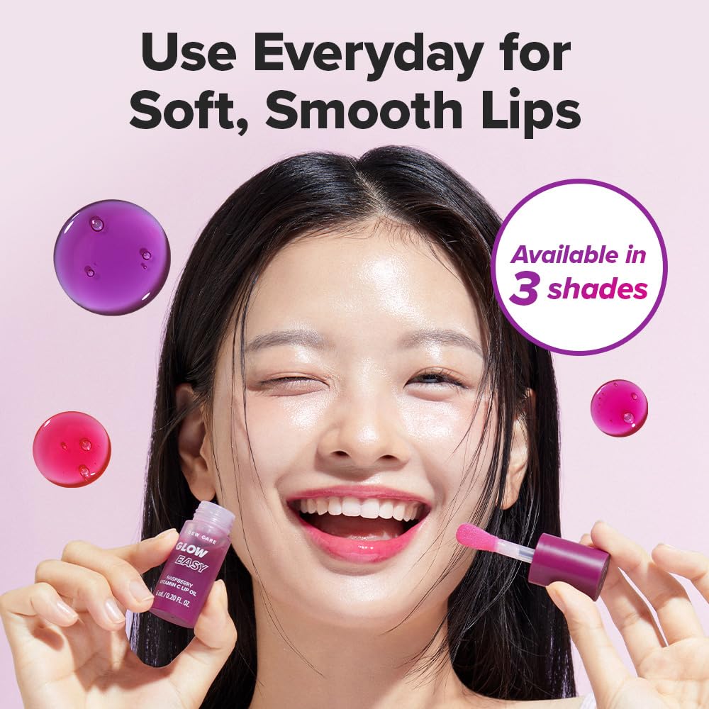 I DEW CARE Lip Gloss - Glow Easy Raspberry | Jojoba Seed Oil, Vitamin C, Pigmented Glossy Stain, Hydrating, Korean Makeup, Pink Color, Moisturizing, Nourishing, 0.12 FL Oz
