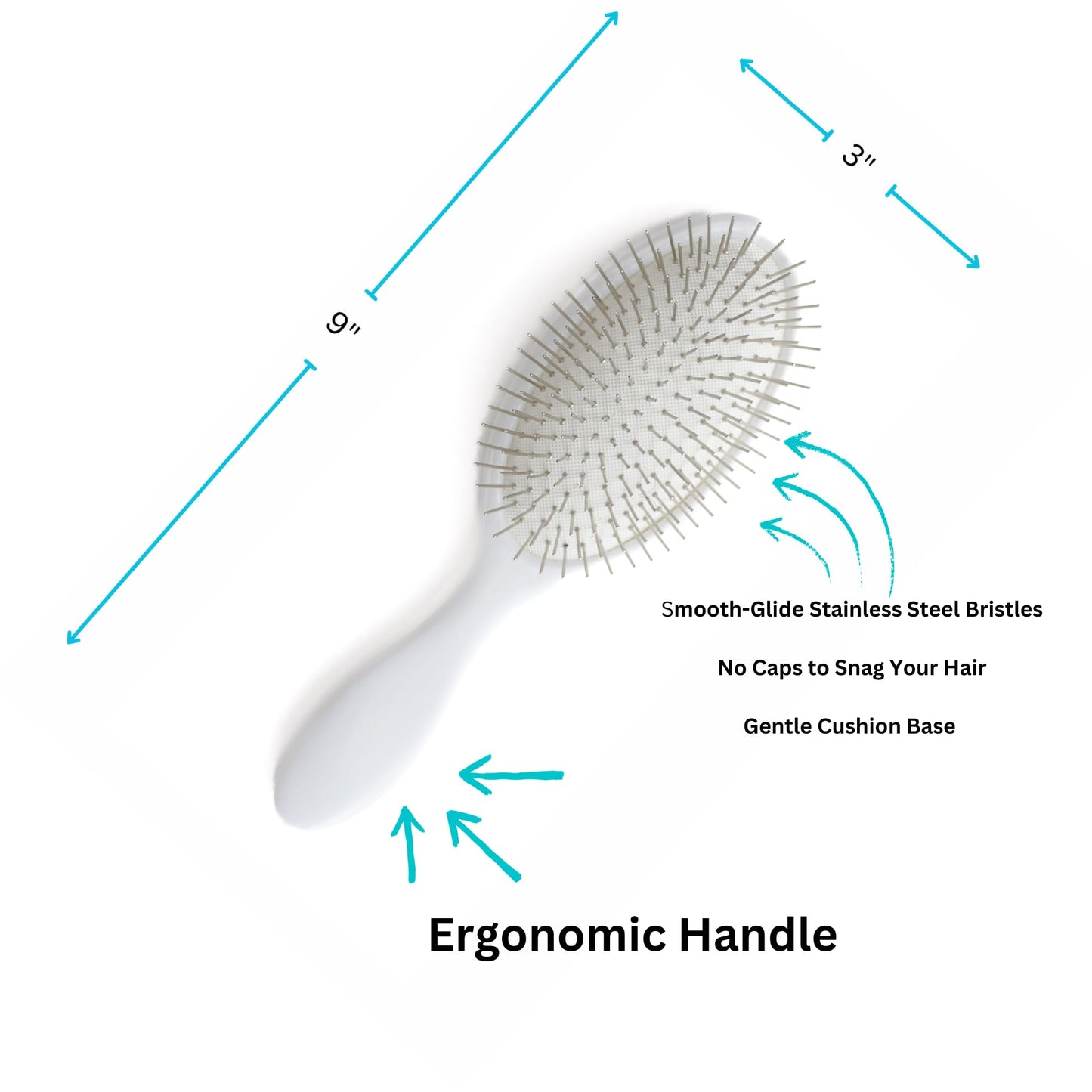 Luxury Detangling Brush - Premium Metal Bristles for Wet/Dry Use, Hair Extension and Wig Safe - Gently Massages Scalp for Soft, Shiny Hair for Women, Men, and Kids