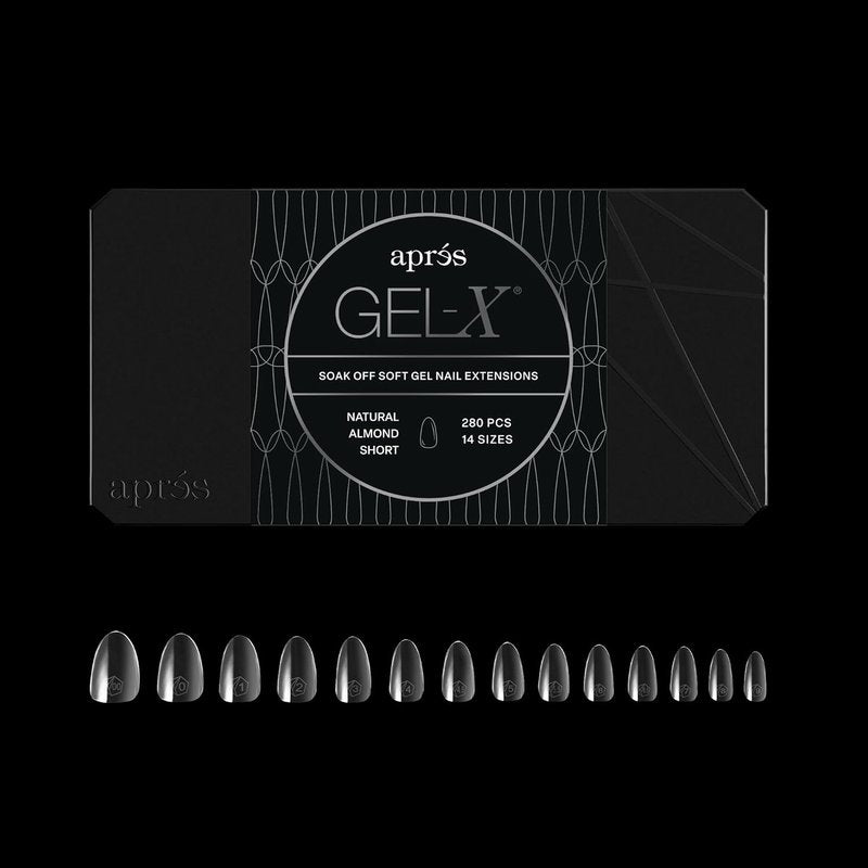 Aprés Gel-X® Almond Nail Tips - 280 Soft Tips in 14 Sizes 00-9 | Natural Almond Short
