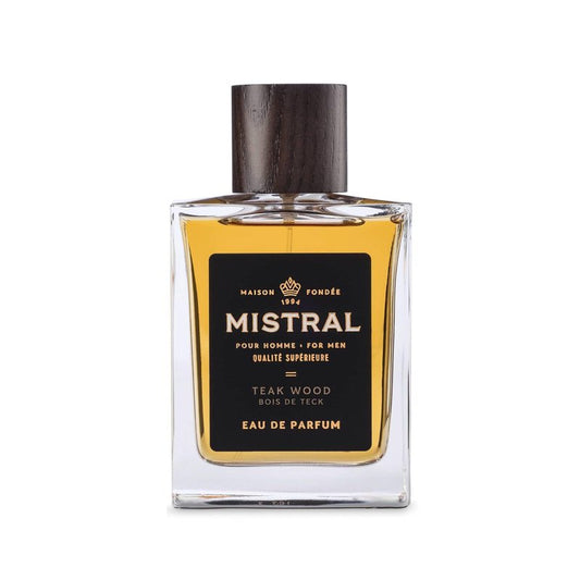 Mistral Men’s Cologne – Teakwood Eau de Parfum | Woody & Earthy Masculine Scent with Citrus, Jasmine, Patchouli & Musks | Cruelty-Free & Long-Lasting Perfume for Men, Made in France - 3.4 Oz