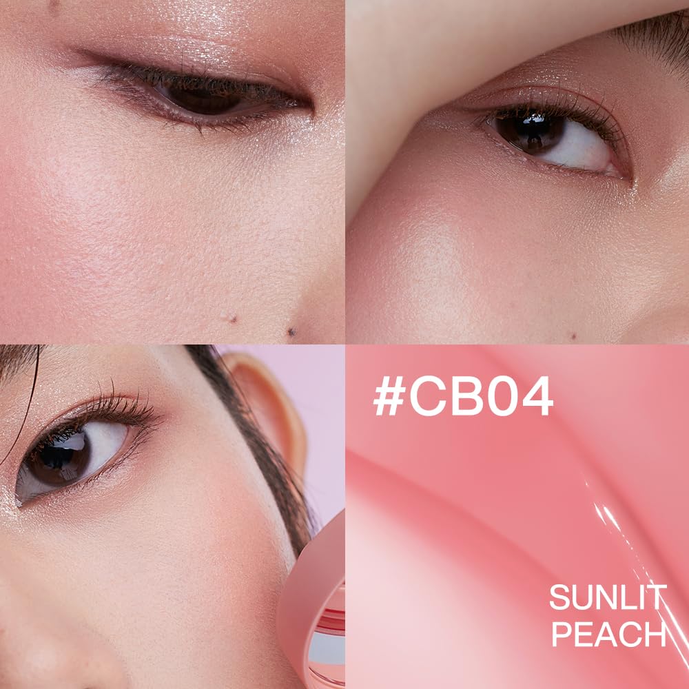 Cream Blush Air Cushion - Moisturizing, Lightweight Liquid Makeup for Cheeks & Eyes | Sunlit Peach, Long-Wearing & Buildable