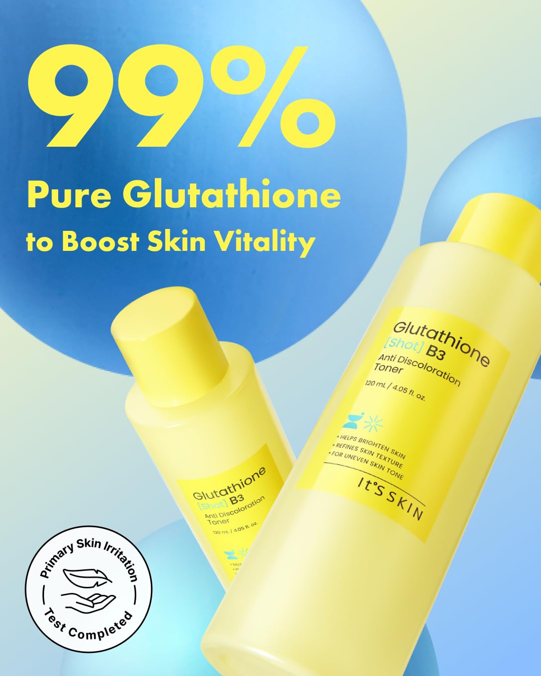 It'S SKIN Glutathione Shot B3 Toner 4.05 Fl Oz, 99% Pure Glutathione, Deep Hydration & Skin Texture Care, Fast-Absorbing for Daily Toner, Korean Skincare