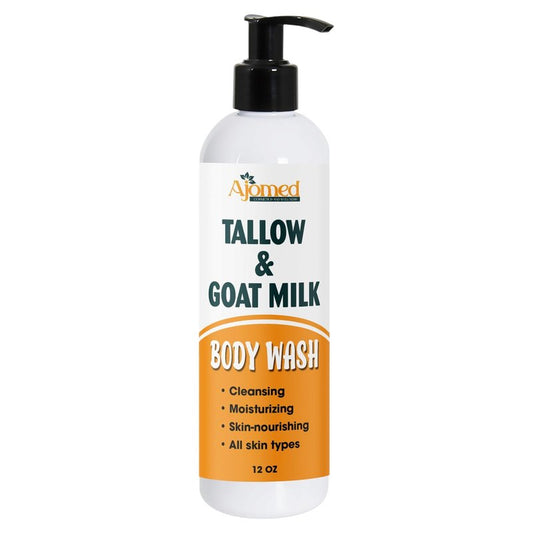 AJOMED COSMETICS Tallow & Goat Milk Body Wash, handmede body soap Moisturizing and Cleansing for All Skin Types 12 oz (Regular)