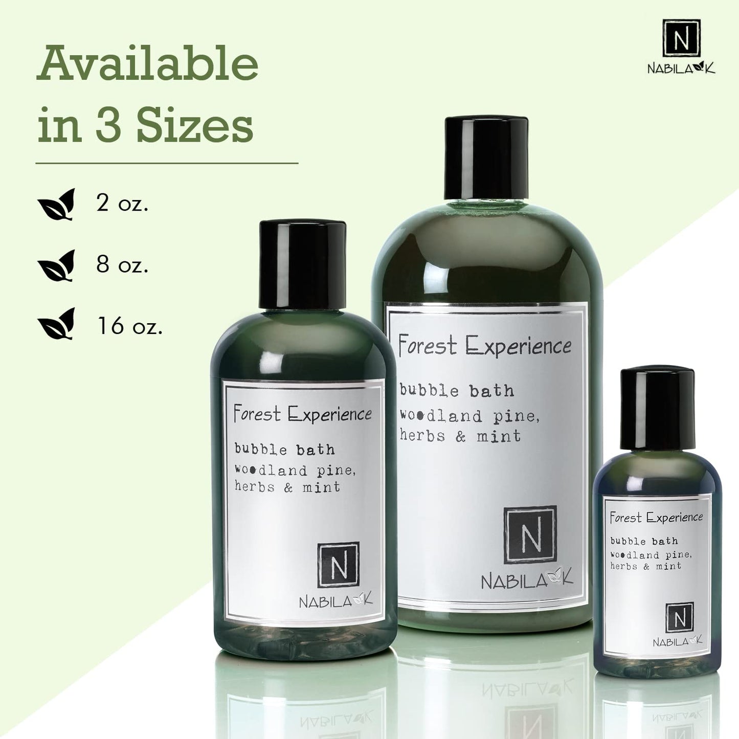 Nabila K Forest Experience Bubble Bath with Pine, Herbs & Mint | Natural & Organic, Sulfate-Free, Tear-Free | Luxury Aromatherapy Bath Soak for Sensitive Skin | for Women & Men, 16 oz