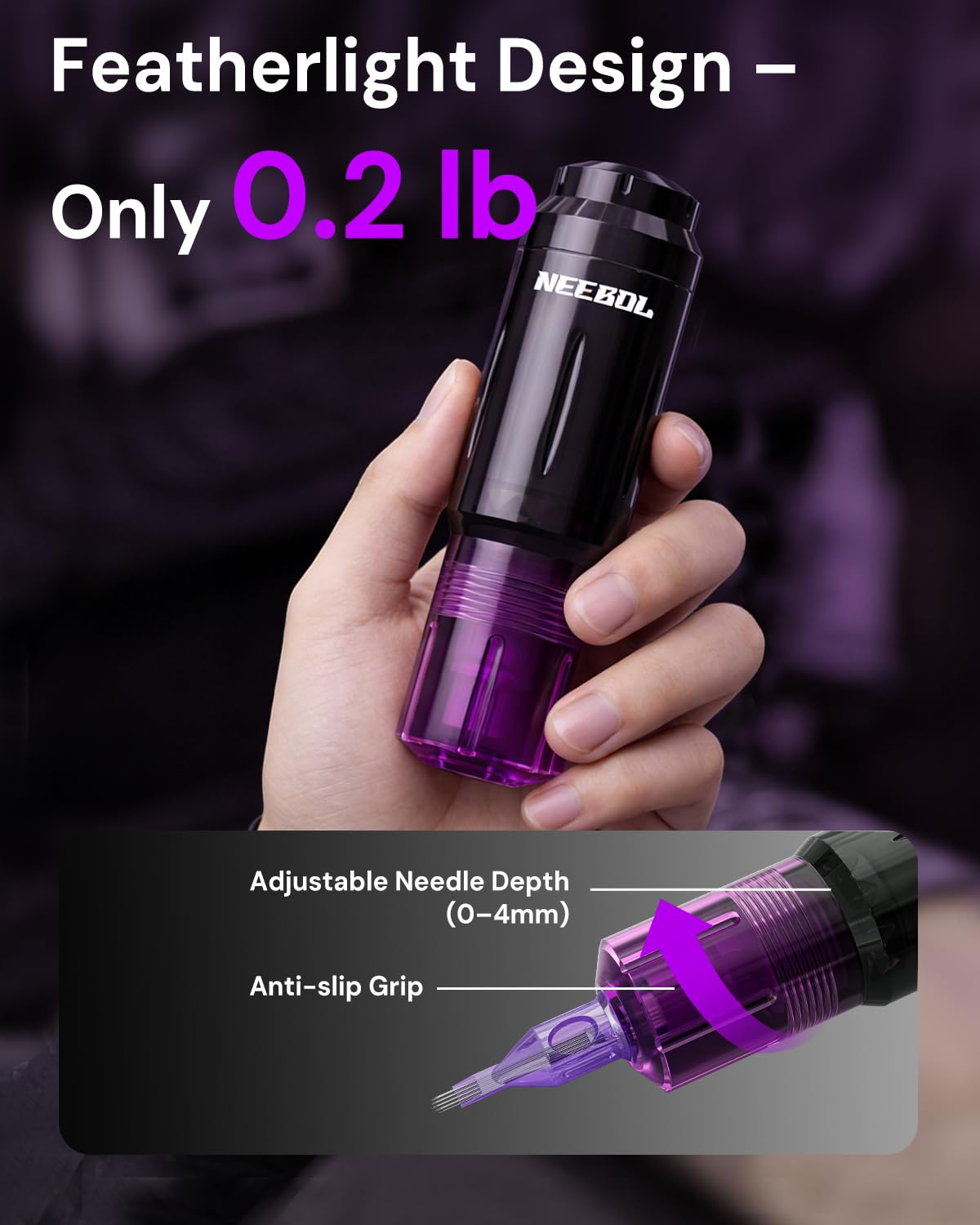 2 PCS 1600mAh Tattoo Batteries Tattoo Gun Kit - Wireless Tattoo Machine Kit, 20 Tattoo Cartridge Needles, Tattoo Ink Set, Full Tattoo Supplies for Beginners and Artists, Purple