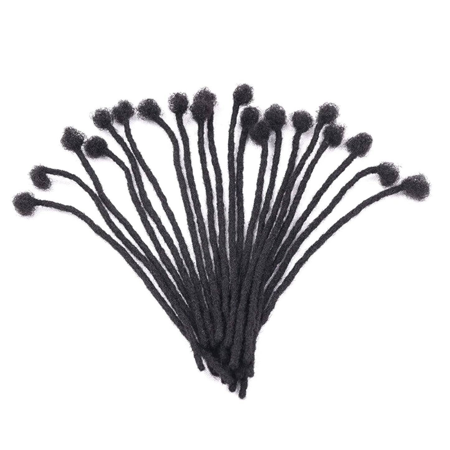 Human Hair Dreadlock Extensions - 0.6cm Thickness, 4 Inch, 60 Strands, Full Handmade, Natural Black | Dye & Bleach Friendly