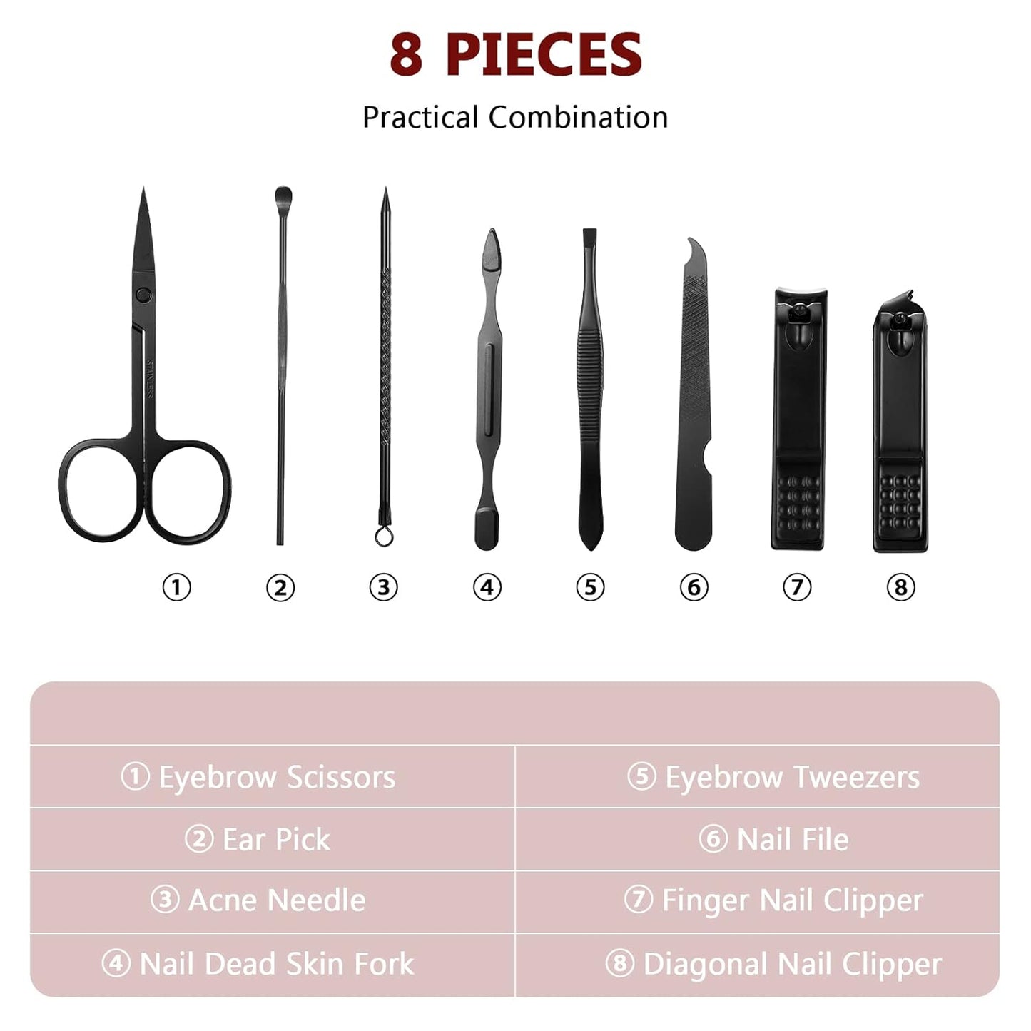 Manicure Set - 12-Piece Stainless Steel Nail Clippers & Pedicure Kit | Travel Case Included, Perfect Gift for Coworkers & Nurses