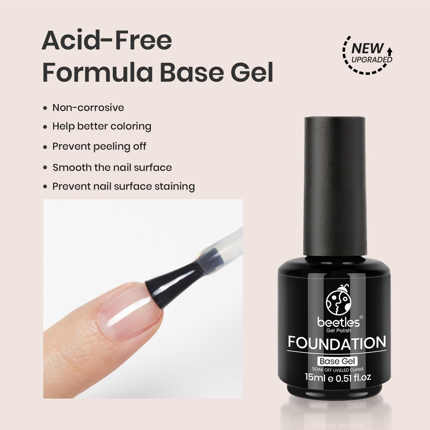 15ML No Wipe Matte Top Coat with 2 Pcs 15ml No Wipe Gel Top Coat and Base Coat Set - Shine Finish and Long Lasting, Soak Off LED Nail Lamp