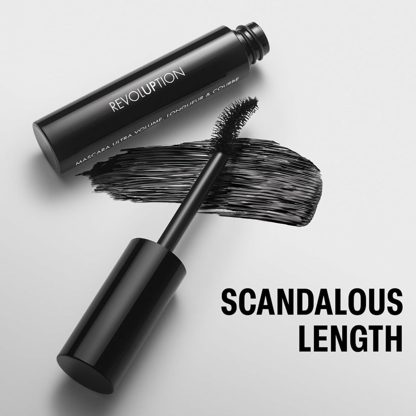 Black Up Revolution Mascara Maxi Volume Lengthening Curl Mascara Fiber Lash Curved Brush for Thick Defined Lashes Extremely Volumizing & Push Up Effect Long Wear Eye Makeup for Dramatic Lash Look