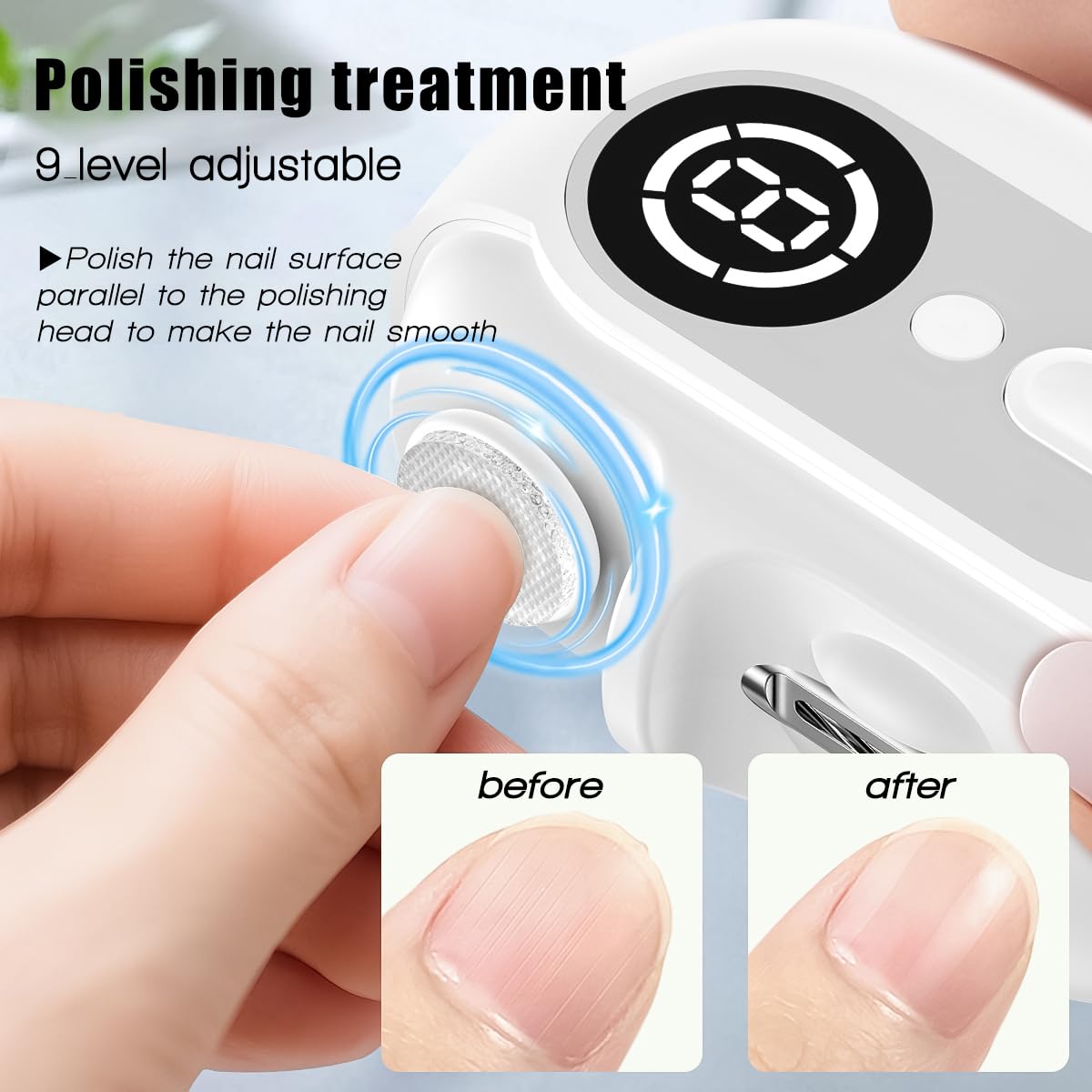 Electric Nail Clipper for Senior and Baby - 4in1, 2 Speeds, Magnetic Cover, Nail Scraps Storage, USB Rechargeable, Safety Electric Fingernail Trimmer for Kids, Adult, Seniors, Men, Caregivers