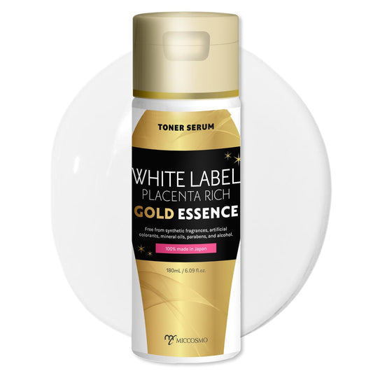 WHITE LABEL Placenta Rich Gold Essence 180ml | 3x Concentrated Placenta & Hydrating Japanese Toner | With Hyaluronic Acid, Collagen & Ceramide for Aging & Dull Skin