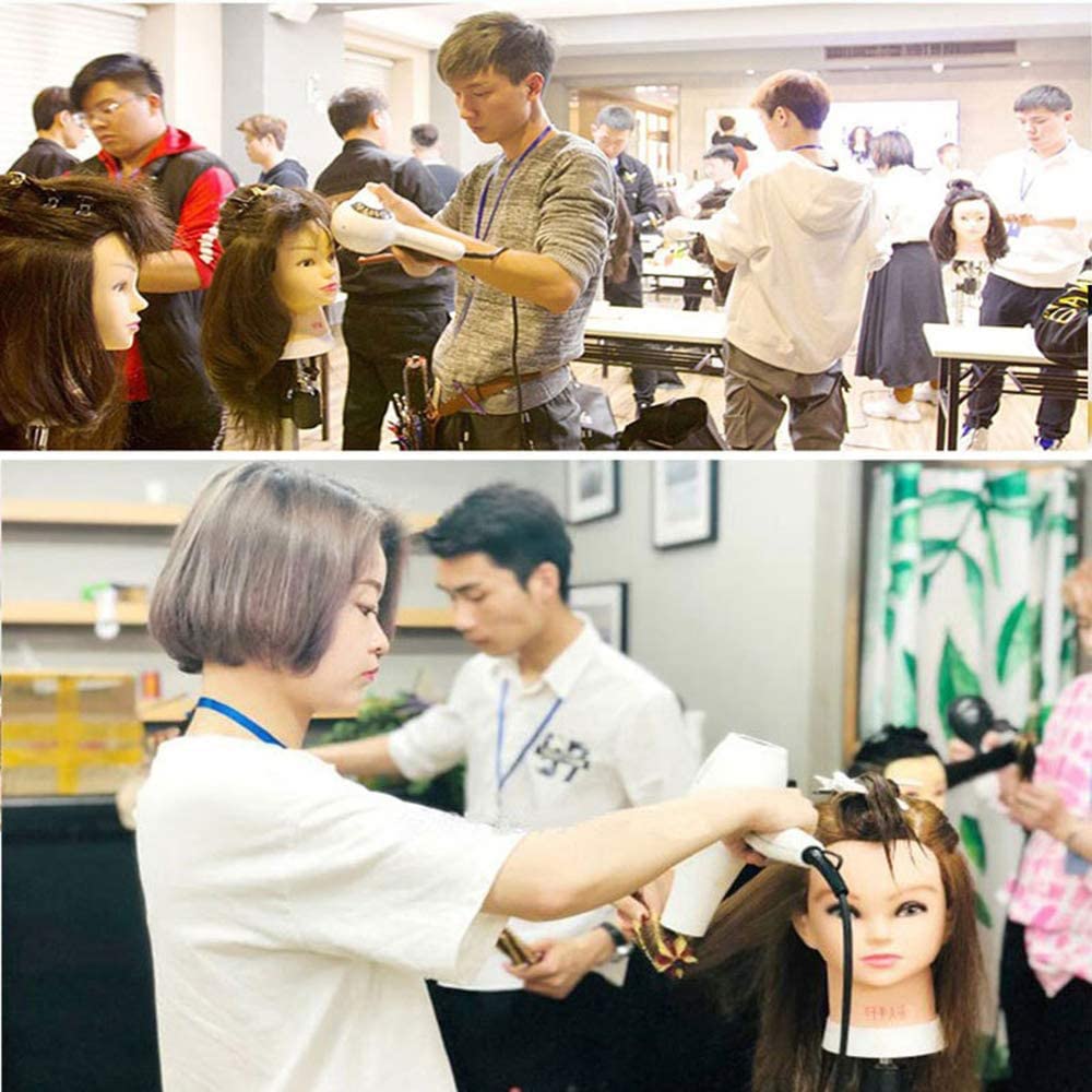 18'' Mannequin Head with Human Hair Cosmetology Manikin Doll Head with 100% Real Human Hair for Braiding Hairdresser Practice Styling with Free Table Clamp Stand
