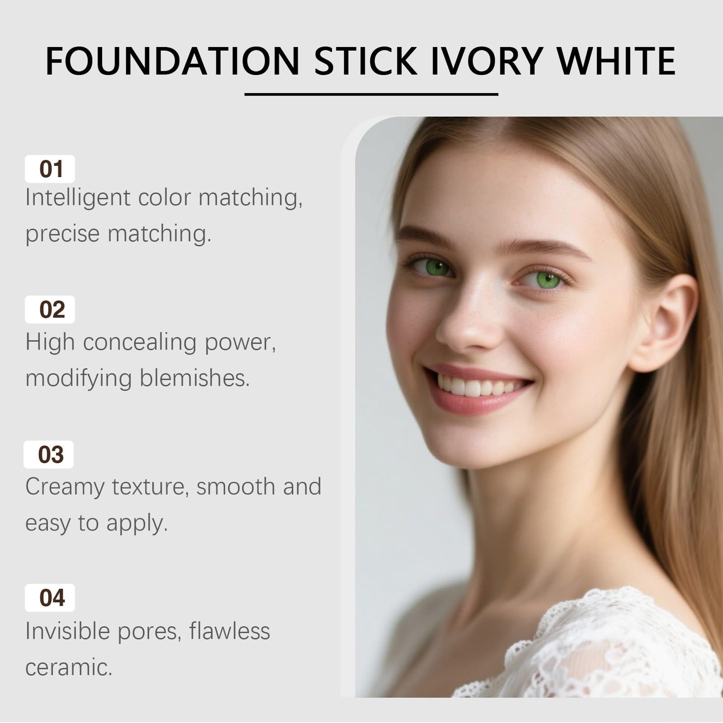 Color Changing Foundation Stick, Portable Travel Size Cover Cream Stick, Medium to Full Coverage Cream Stick Hydrating Makeup (Dark Skin)