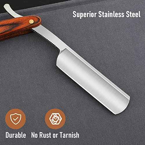 Straight Razor With Strope - Professional Straight Edge Barber Premium Stainless Steel Shaver With Shaving Strop for Men Home & Salon Grooming Using (NO.147)