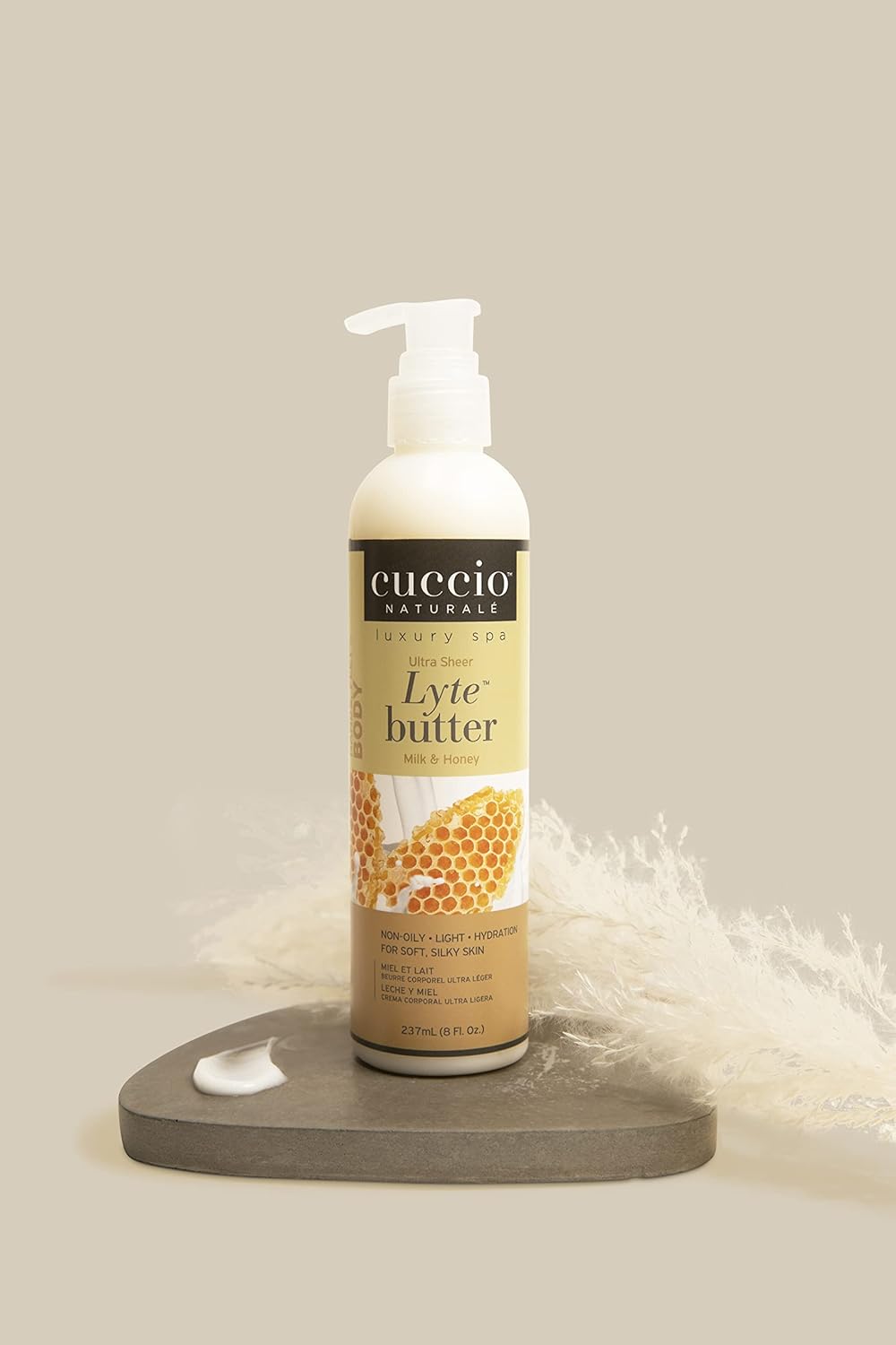 Cuccio Naturale Lyte Ultra-Sheer Body Butter - Deep Hydration Moisturizer | Milk & Honey, 8 Oz
