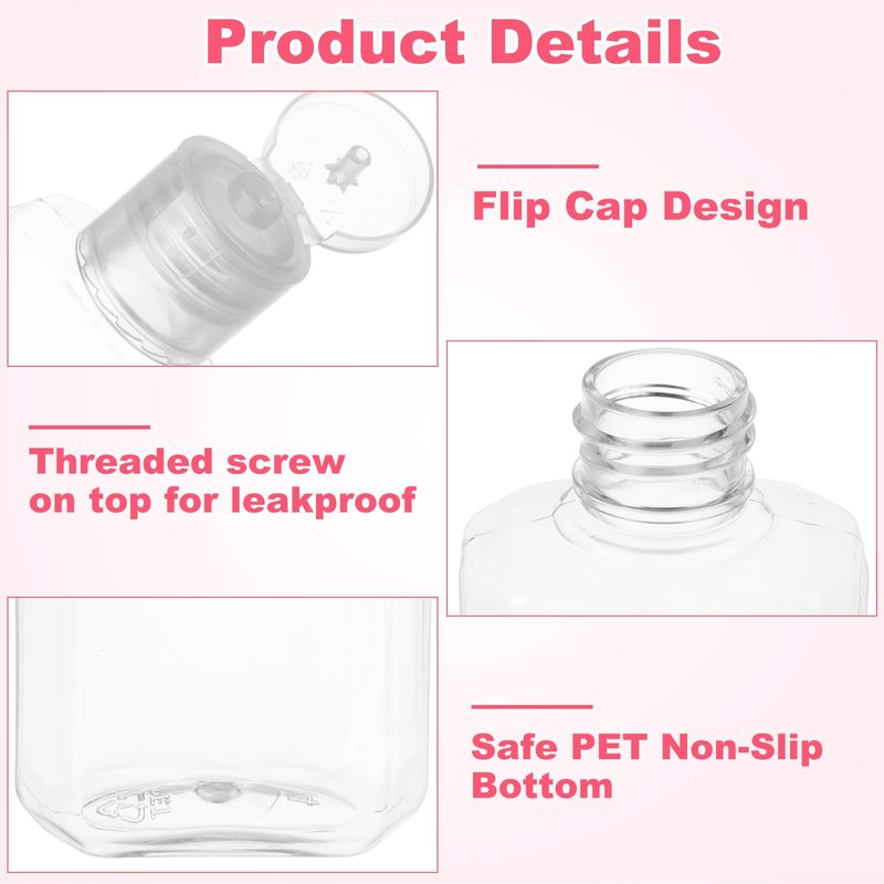 QTLCOHD 120 Pack 2 Oz Travel Bottles with Flip Caps, Plastic Empty Hand Sanitizer Bottles for Lotion, Portable Refillable Mini Hand Sanitizer Bottle Bulk Reusable Container for Shampoo Body Soap Toner