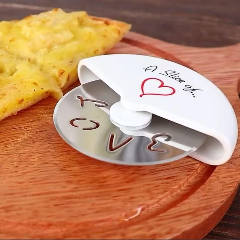A Slice of Love Pizza Cutter Wheel - Stainless Steel Kitchen Tool in Mini Pizza Box | Perfect Wedding Favor & Bridal Shower Gift