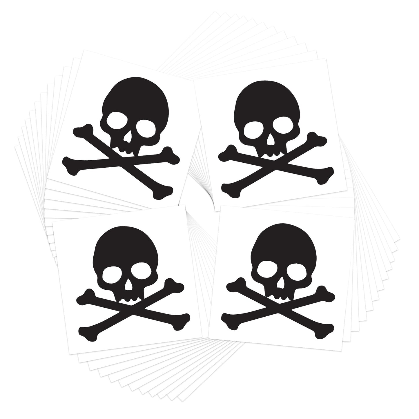 Skull & Crossbones Temporary Tattoos/Black/Perfect for Pirate Themed Events - Halloween - Sporting Events/Skin Safe/Removable (48-Pack)