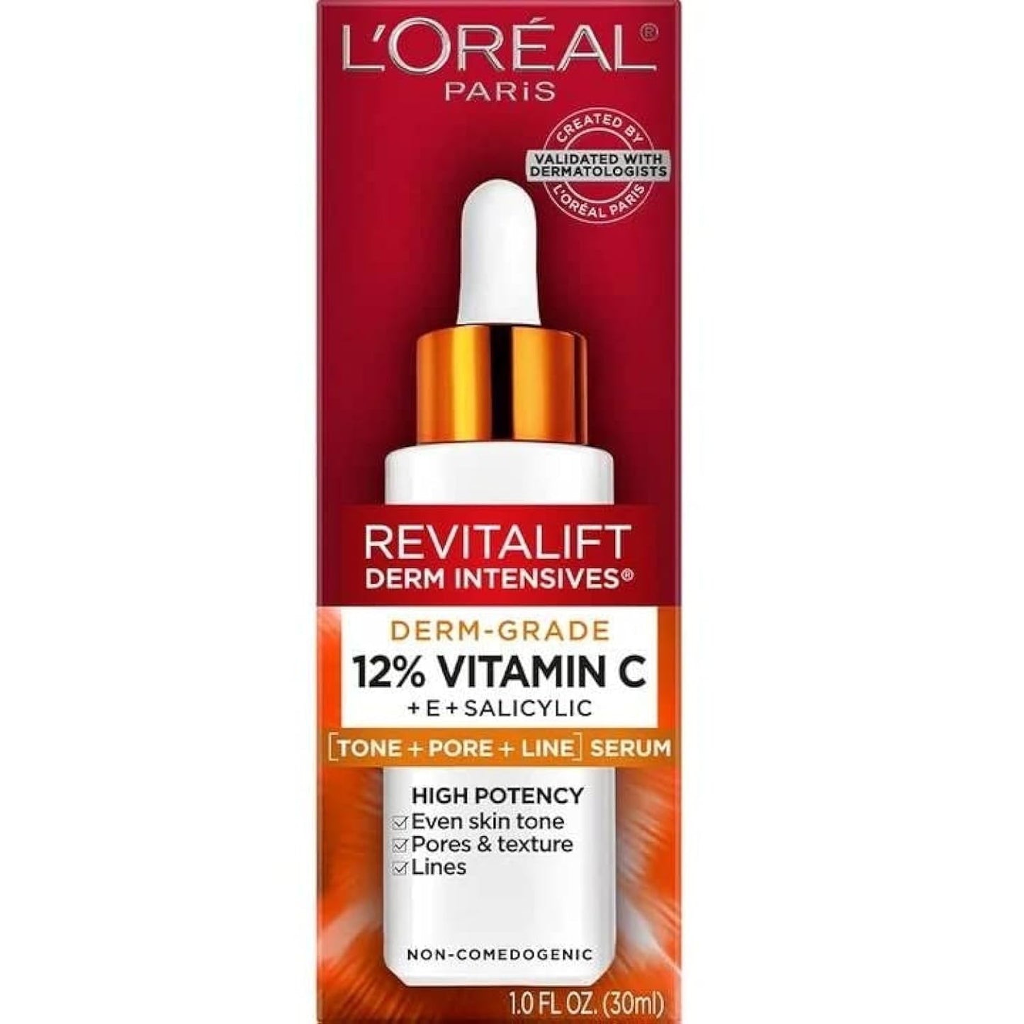 L'Oreal Paris Vitamin C Serum - 12% Derm Grade Formula with E & Salicylic Acid | 1 Fl. Oz.