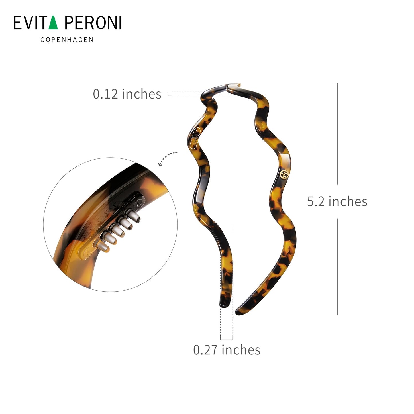 EVITA PERONI Wavy Women Headbands Eyewear Friendly Thin No Headache Tortoise
