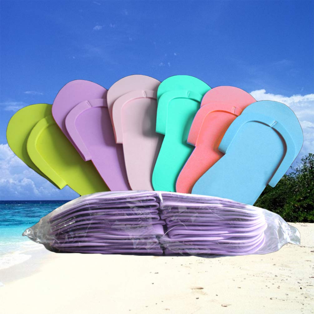 EXCEART 36 Pairs Disposable Foam Pedicure Slipppers Spa Flip Flops Foam Sandals Pedicure for Foot Spa Salon (Random Color)